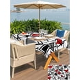 thumbnail image 5 of Outdoor Tablecloths with Umbrella Hole & Zipper, Red Black Geometric Rectangle Tablecloth 60x120 Inch, Abstract Art Modern Line Waterproof Table Cloth, Patio/Pool/Picnic Table Covers, 5 of 8