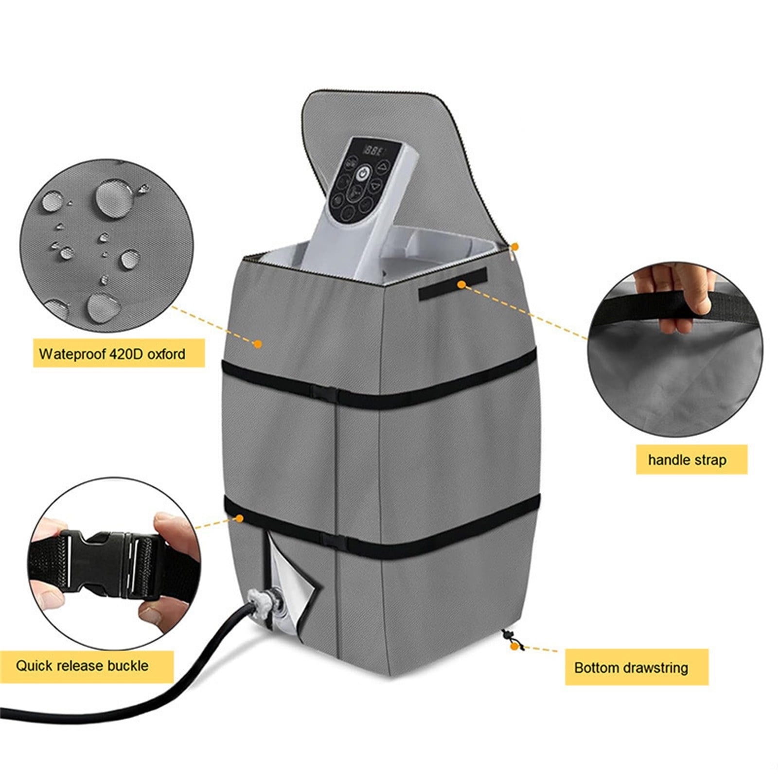 Hot tub spa heater pump cover, insulated pump protector, 600D polyester canvas, zipper design, all weather protection for inflatable hot tubs