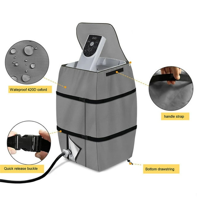 Housse de Pompe de Spa Imperméable - Protecteur en Polyester Robuste avec Fermeture Éclair, Résistant aux UV, Convient à la Plupart des Radiateurs de Spa, Design Toutes Saisons