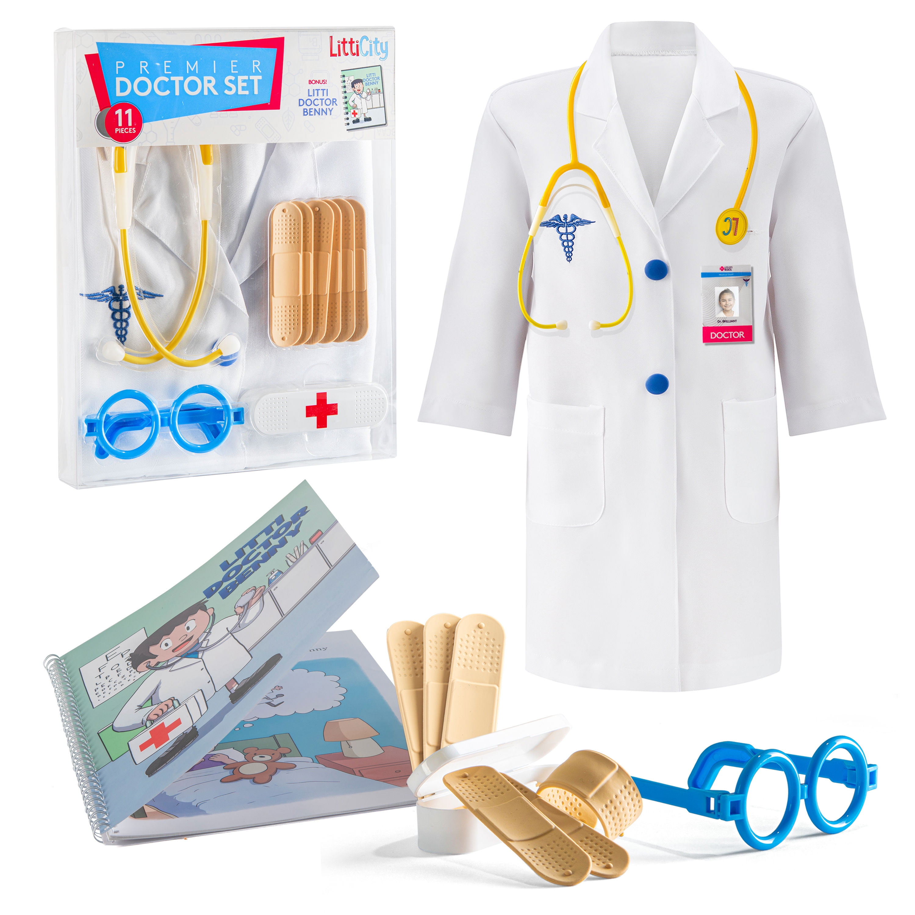Litti City Doctor Kit for Kids - Complete Doctor/ Vet Accessories with White Doctor Coat