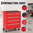 thumbnail image 3 of TacleeKii Rolling Tool Chest with Wheels, 4 Drawer Tool Storage Cabinet with Lock & Hooks, Red, 3 of 8