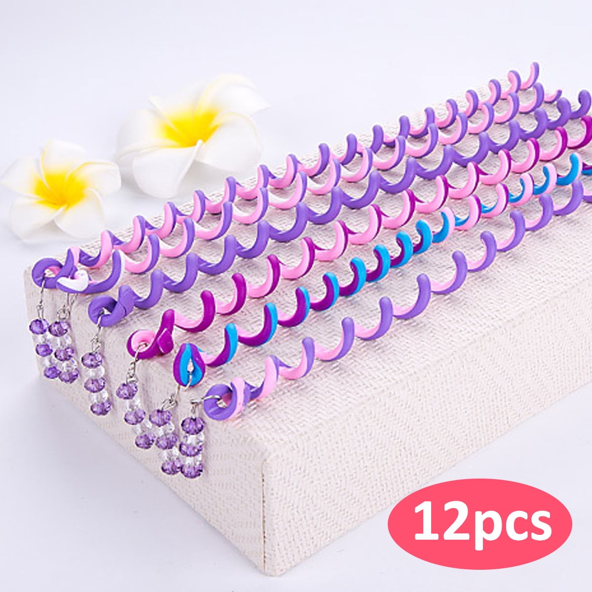 12 hair styling twist clips, girls braid hair twist curl hair accessories children's hair rope girls' head rope - purple