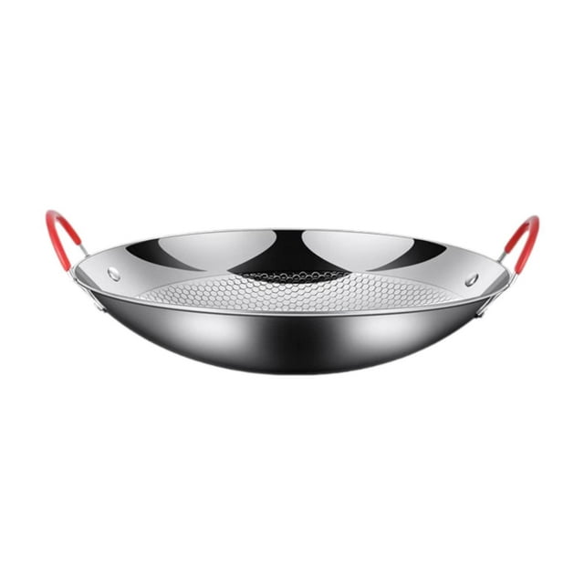 jifeng Poêle de Cuisson en Acier Inoxydable Wok à Double Poignée pour Barbecue Restaurant Hôtel 9 Pouces Sans Couvercle