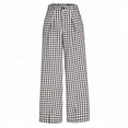 thumbnail image 6 of ClodeEU Women's Plaid Wide Leg Trousers with Elastic Waist,Lounge Y2k Trousers with Pocket Coffee,Womens Plus S, 6 of 8