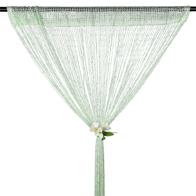Yipa Sheer String Curtains Beads Thread Curtains Panels Glitter Tassel Window Drape Room Divider Fringe String Door Curtain