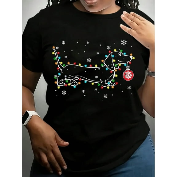 Dachshund Christmas Lights T Shirt100%Cotton - 220g