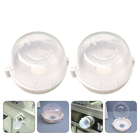 MUSEYA 2Pcs Cooker Knob Covers Plastic Transparent Round Childproof Safety Guard