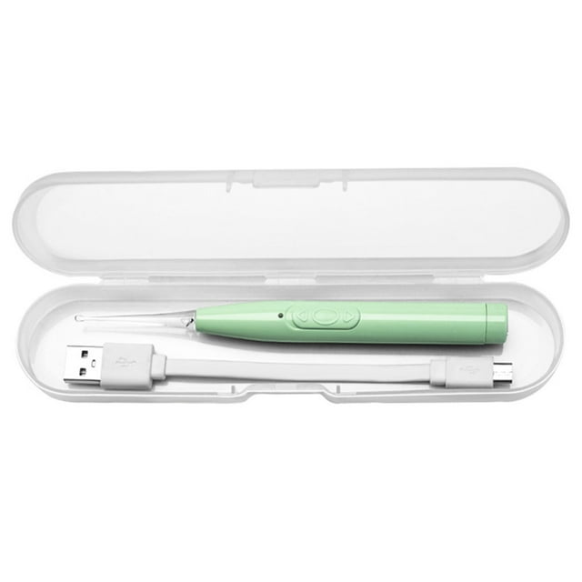 Earpicks Ear Wax Removal Tools with LED Light Flashlight Earpick Ear Spoon Tweezers Ear Cleaner for Baby Ear Health Care Ear Cleaning Tool with Case Green Ear Spoon