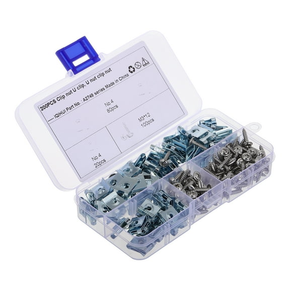 FONDOTIN Metal U Clips for Car Interior Fasteners Silver Carbon Steel Q235 Durable and Versatile 200Pcs