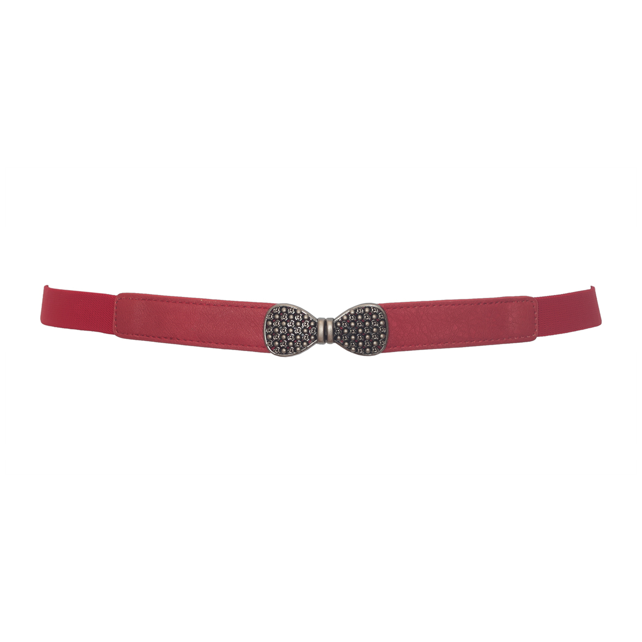 eVogues Plus Size Gold Buckle Skinny Leatherette Belt Black