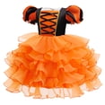 thumbnail image 6 of Mnyotv Halloween Outfits Girls Short Sleeve Mesh Dress with Witch Hats and Pumpkin Buckets Party Clothes Size 3-4Y, 6 of 7