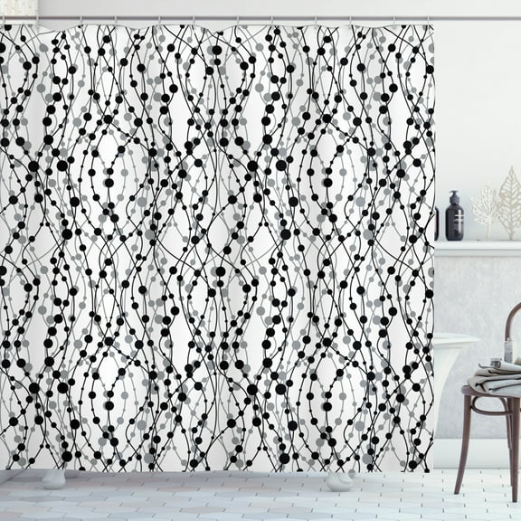 Ambesonne Geometric Shower Curtain, Eighties Inspirations, 69"Wx84"L, Black Grey White