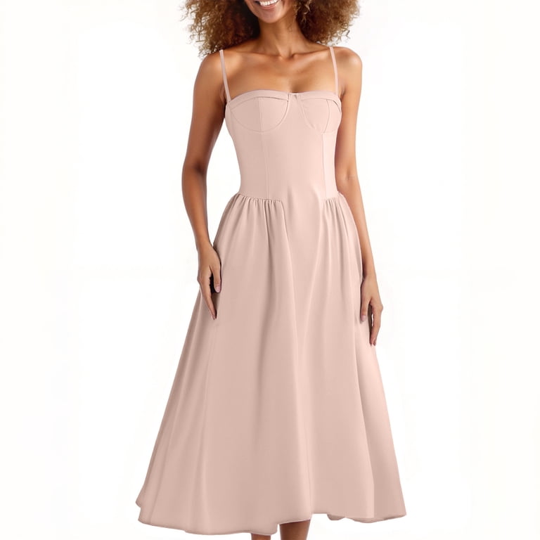 Aloohaidyvio Dresses for Women Womens Corset Dress Elegant Spaghetti Strap Midi Dress Flowy Pleated Low Cut Prom Dresses with Pockets - Walmart.com Aloohaidyvio Dresses for Women Womens Corset Dress Elegant Spaghetti Strap Midi Dress Flowy Pleated Low Cut Prom Dresses with Pockets - Walmart.com