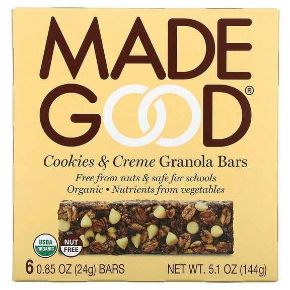 MadeGood Organic Gluten Free Granola Bars Cookies & Creme -- 6 Bars Pack of 2