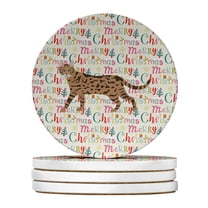 Carolines Treasures WDK2632RCS4 4 x 4 in. Unisex Serengeti Cat Christmas Large Sandstone Coasters - Pack of 4