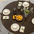 thumbnail image 4 of 3 Piece Dining Table Set for 2, 47 inch Round Kitchen Table with 2PC PU Upholstered Chairs,Wood Breakfast Nook Set for Kitchen Dining Room, 4 of 12