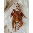 thumbnail image 5 of Rovasas Christmas Infant Baby Girl Romper Gingerbread Man Crew Neck Ruffle Long Sleeve Contrast Color Fall Jumpsuit, 5 of 9