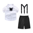 thumbnail image 4 of Fesfesfes Big Boys 2-15 Years Old Outfit Set,Summer Academy Style 4-Piece Suit,Short Sleeve Collared Shirt with Suspenders Tie,Pocketed Shorts Formal Gentleman Kids Clothing, 4 of 6