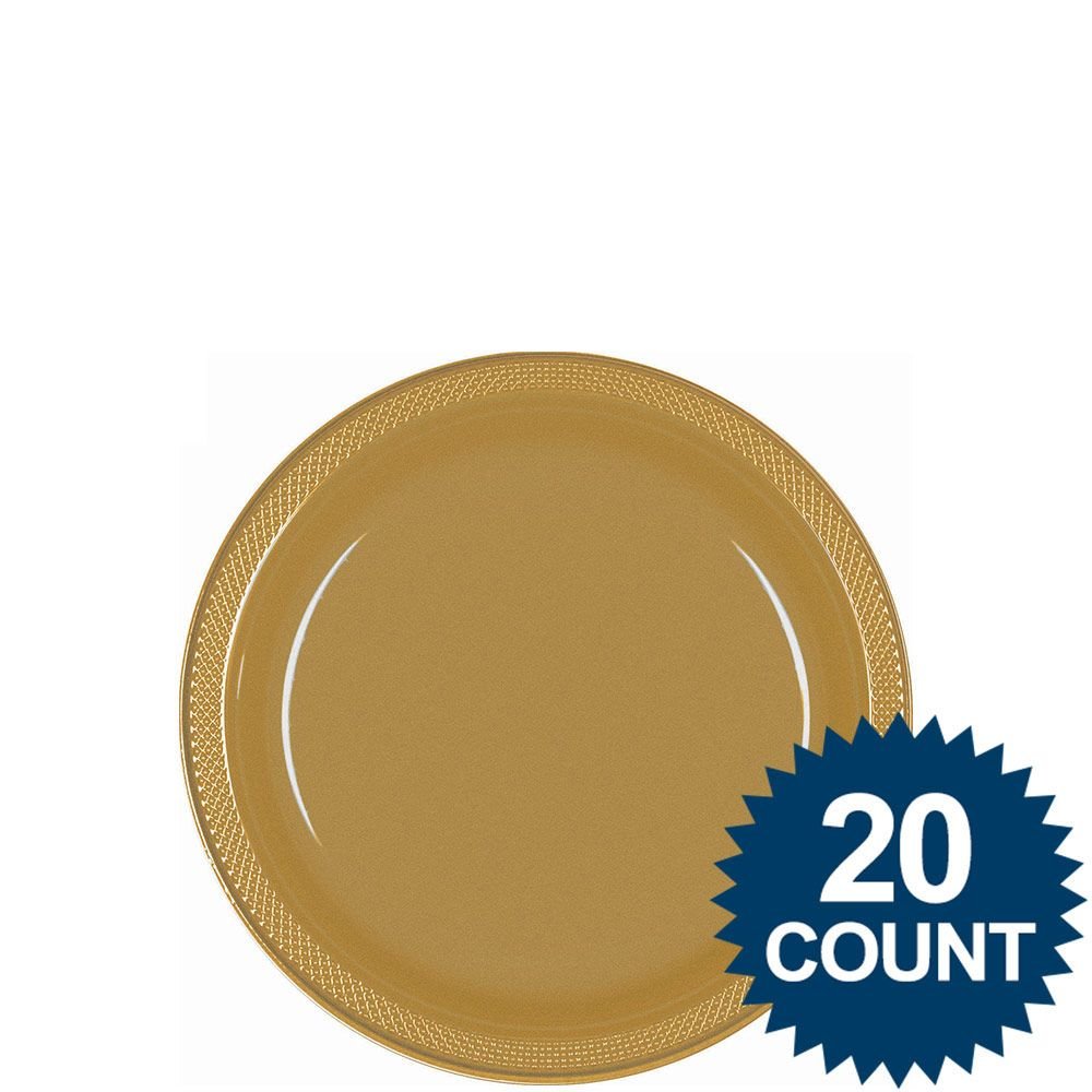 Gold 7" Plastic Cake Plates (20 Count)