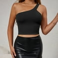 thumbnail image 6 of Enjoytime Womens Summer Vacation Outfits 2025 Solid Sleeveless one Shoulder Tops Fitted Strap Fashion Streetwear Comfortable Sexy Crop Tops for Women, 6 of 7