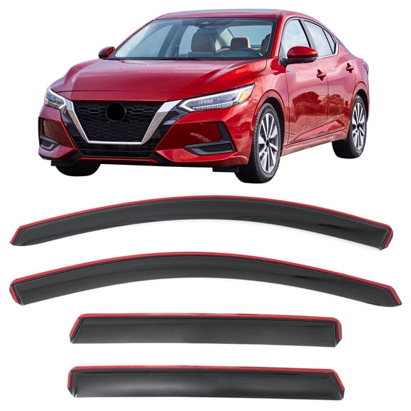 Ikon Motorsports In Channel Window Visors, Compatible with 2020-2025 Nissan Sentra Sedan, Acrylic Black Rain Guards, Side Window Wind Deflectors 4PC
