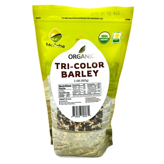 McCabe Organic Tri-Color Barley- Rich with Fiber & Minerals | USDA and CCOF Certified | Product of USA | 2Lbs