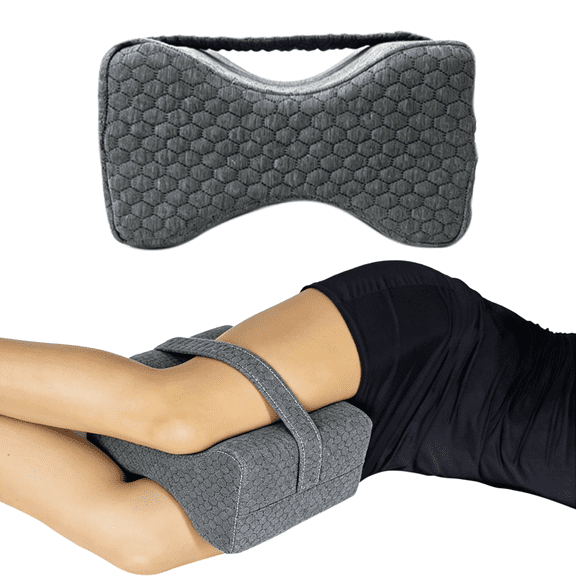 Nalqet Knee Pillow, Memory Foam Leg Positioner Wedge Pillow, Leg Lumbar for Side Sleepers & Pregnant Women, Grey
