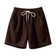 thumbnail image 4 of Dwellite Mens Corduroy Shorts Elastic Waist Drawstring SweatShorts Summer Beach Lounge Short with Pockets Brown M, 4 of 4