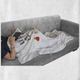 thumbnail image 6 of Valentines Day Soft Flannel Fleece Throw Blanket, Love Cartoon Happy Cat with Hand Written Kiss Me Words, Cozy Plush for Indoor and Outdoor Use, 50" x 60", Warm Taupe Vermilion, by Ambesonne, 6 of 6