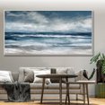 thumbnail image 4 of Muted Seascape Painting Neutral Oil Painting Seascape Oil Painting Blue Sea Landscape Wall Art Large Wall Decor,Unstretched,Frameless,(51*102cm)20*40Inches, 4 of 5
