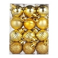 thumbnail image 2 of LKXGBMY 24Pcs Christmas Balls Ornaments, 4 Style 3cm Shatterproof Christmas Tree Decorations Hanging Ball for Holiday Wedding Party Decoration, Yellow, 2 of 9