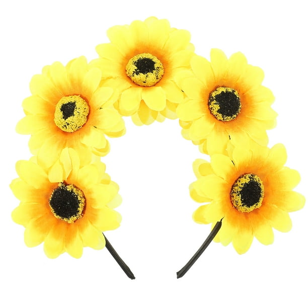 KAKOWELY Diadema decorativa con forma de girasol, novedosa diadema, adorable diadema de girasol decorativa.