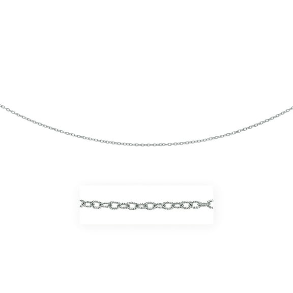 14k White Gold Pendant Chain with Textured Links (2.30 mm)