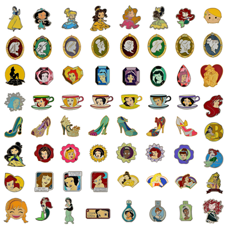 Princess Themed 15 Disney Park Trading Pins Set
