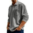 thumbnail image 4 of Dwelliawo Sweatshirts for Men Waffle Corduroy Quarter Zip Outfits Trendy Collared Sweatshirts Fall Spring Long Sleeve Sweatshirt Gray M, 4 of 6