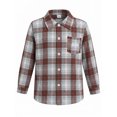thumbnail image 4 of PureChapter Boys Button Down Shirt Plaid Long Sleeve Shirt with Letter Embroidery, Casual Boys Shirts for 7-15 Years, 4 of 8