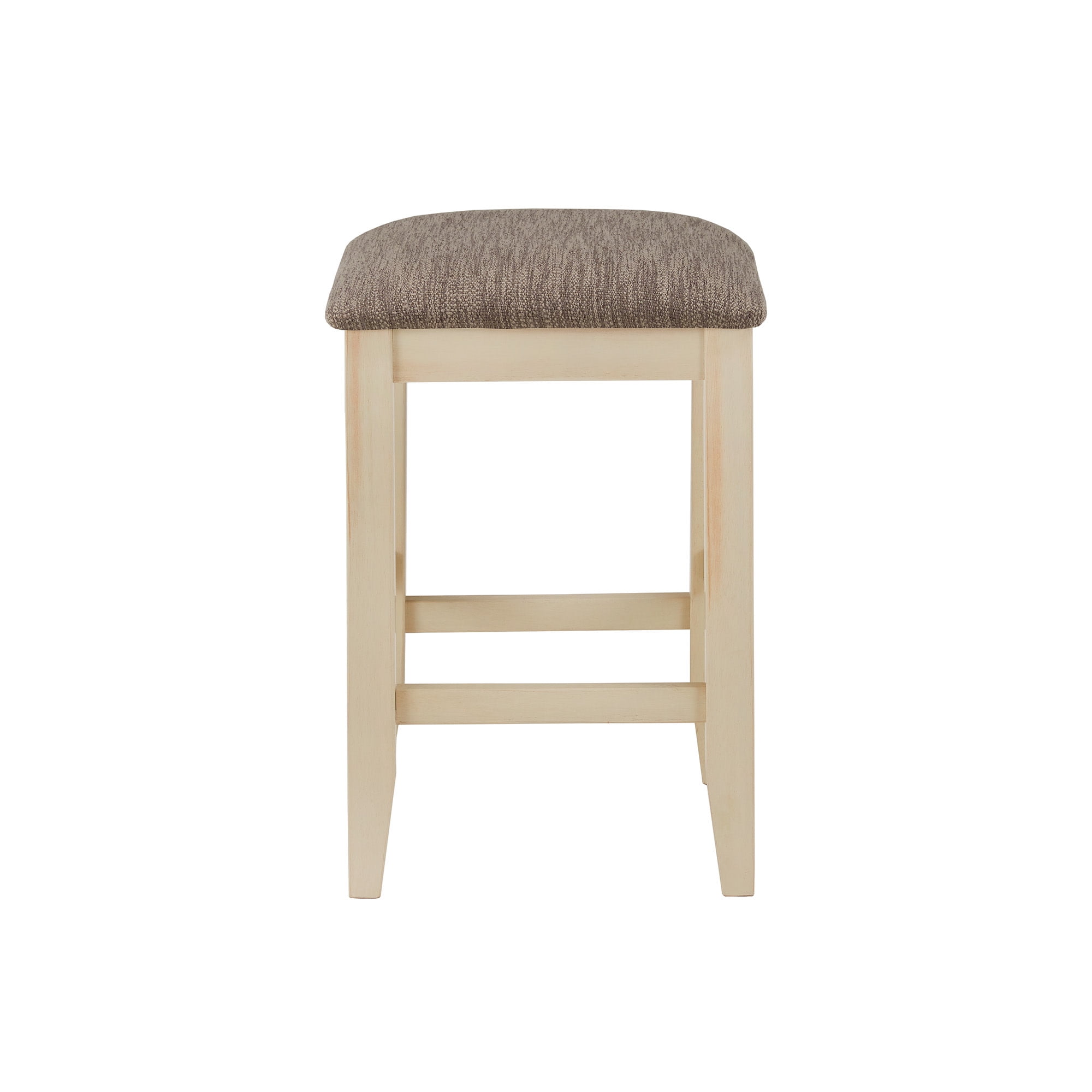 Weston Home Yvoire 24" Counter Height Upholstered Bar Stool, Set of 2, Creamy Off White Finish, Gray Fabric