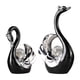 thumbnail image 4 of 2 estatuas de cisne para decoración de sala de estar, decoración de estatua de animales de cerámica para estantería, hogar, sala de estar, decoración negro, 4 of 8