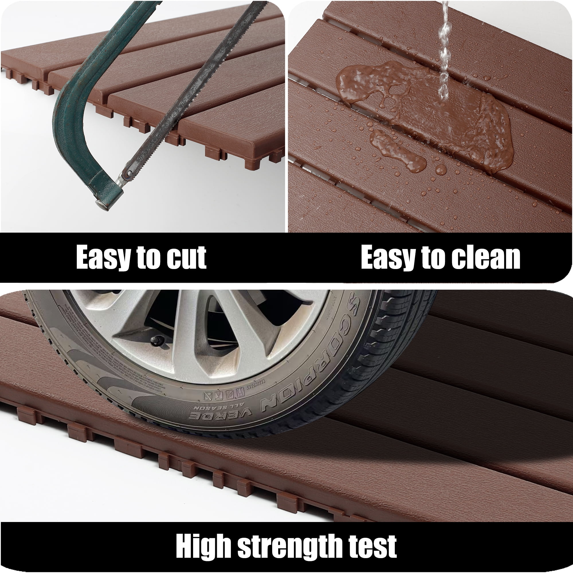 Interlocking Deck Tiles 12x12 Inch Outdoor Flooring, Waterproof PP Patio Floor Tiles DIY