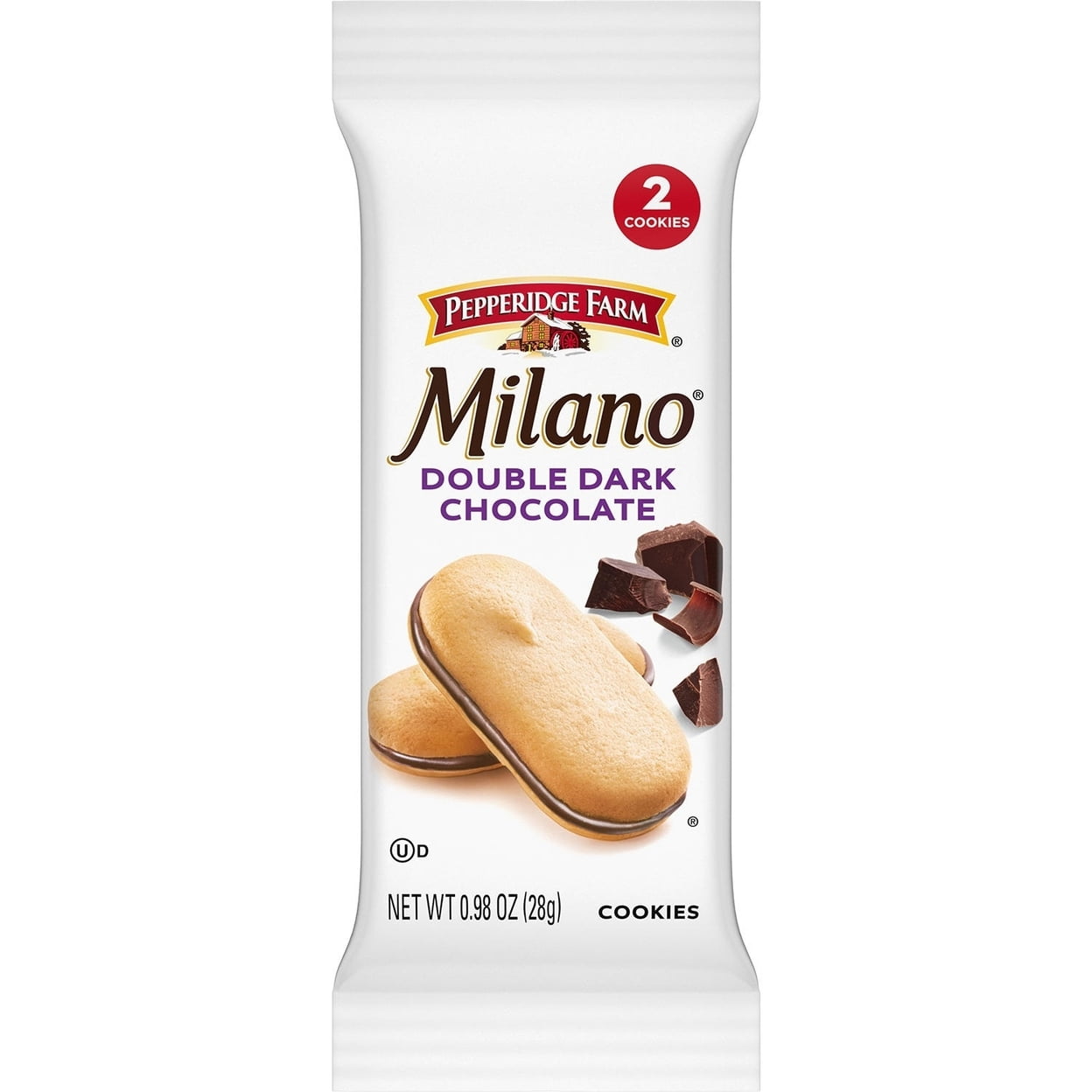 Milano Double Dark Chocolate Cookies 0.98 Ounce (Pack of 24)