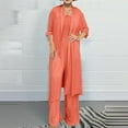 thumbnail image 2 of qolati 2 Piece Mother of The Bride Pantsuits with Jackets Halter Neck Wide Legs Jumpsuits Evneing Party Gown Long Sleeve Open Front Cardigans Matching Wedding Formal Outfit, 2 of 6