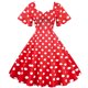 thumbnail image 1 of Generic C Women's Dress Retro New Travel Style Annual Meeting Skirt Wave Swing Short Sleeve Polka-Dot Mid-Length Large Swing Skirt, 1 of 1