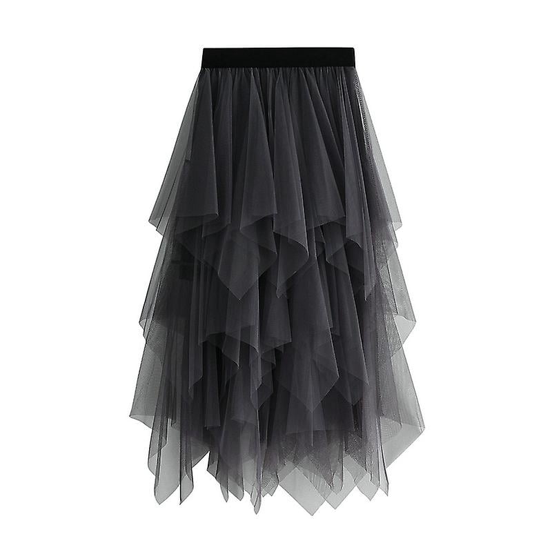 Femmes Tulle Jupe Taille Élastique Maille Long Paragraphe Jupe Robe Ballet Prom Parti Tulle Tutu A-line Jupe Midi