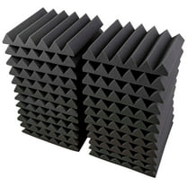 Bookishbunny 24 Pks Acoustic Foam Tiles Wall Record Studio Sound Proof 12"x 12"x 2" Fire Resistant Panels Black