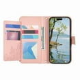 thumbnail image 3 of For Motorola Moto E15 Wallet Case with Card,PU Leather Phone Case Flip Protective Cover Wrist Strap Zipper Credit Card Slots Magnetic Snap Protective Cover,Pink,For Motorola Moto E15, 3 of 7
