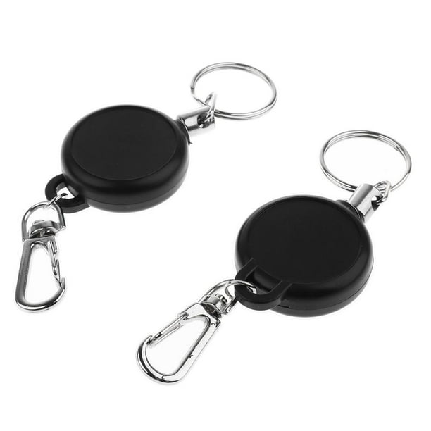 Soporte para Llaves Retráctil Zulema 2 Piezas Negro Clip de Metal para Cinturón Cable de Retroceso
