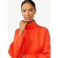 thumbnail image 2 of Scoop Women's Ribbed Oversized Turtleneck Sweater with Long Sleeves, Sizes XS-XXL, 2 of 5