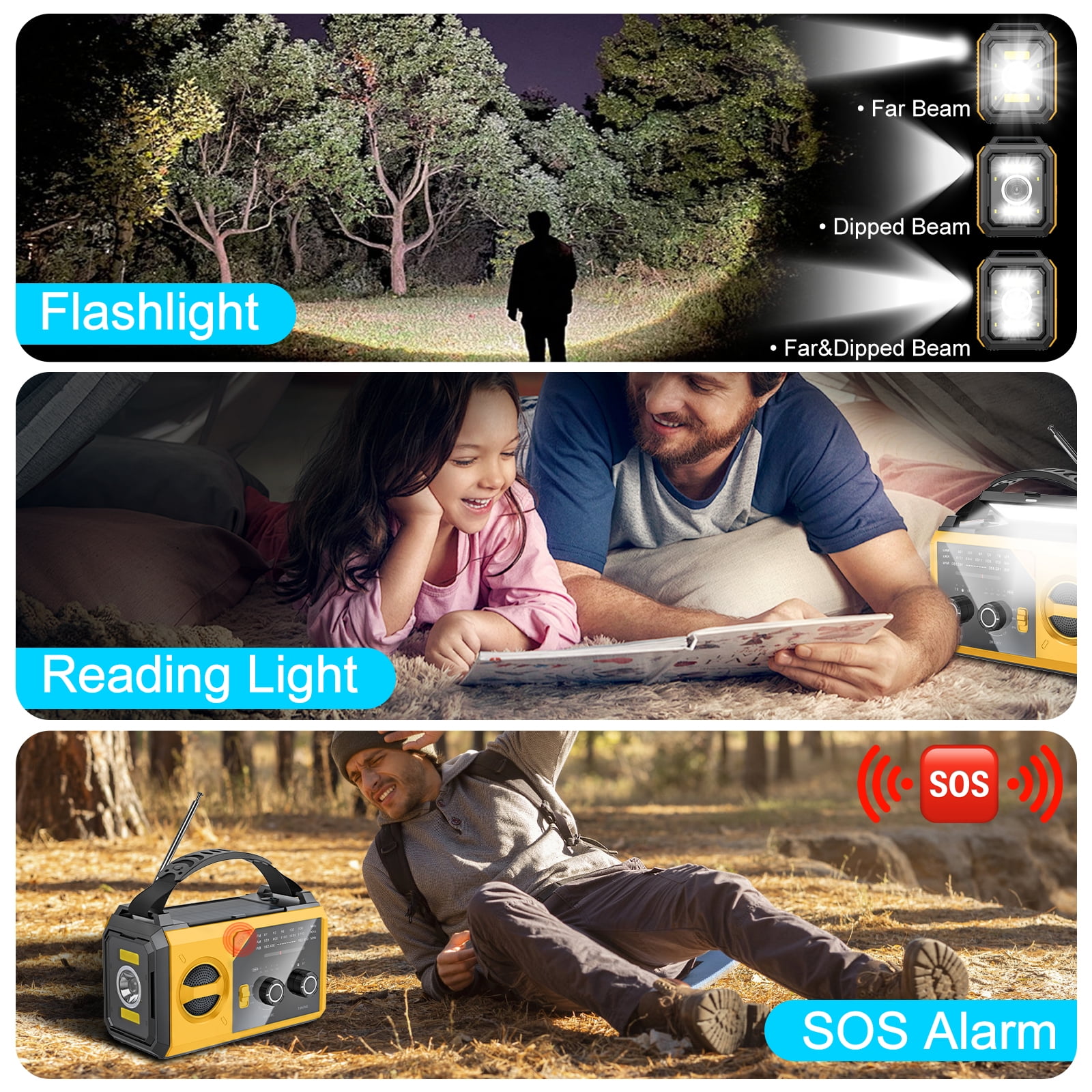 JOUALY 20000mAh Emergency Radio,Hand Crank Weather Radio with Battery Powered and Fast Charging, NOAA/AM/FM Portable Solar Radio with SOS Alert Flashlight, Outdoor Survival Gear