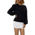 thumbnail image 6 of Qiylii Women’s Knitted Coat Solid Color O-Neck Long Sleeve Cardigan Sweater, 6 of 9