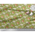 thumbnail image 2 of Soimoi Green Poly Georgette Fabric Mushroom Vegetable Fabric Prints By Yard 42 Inch Wide, 2 of 3